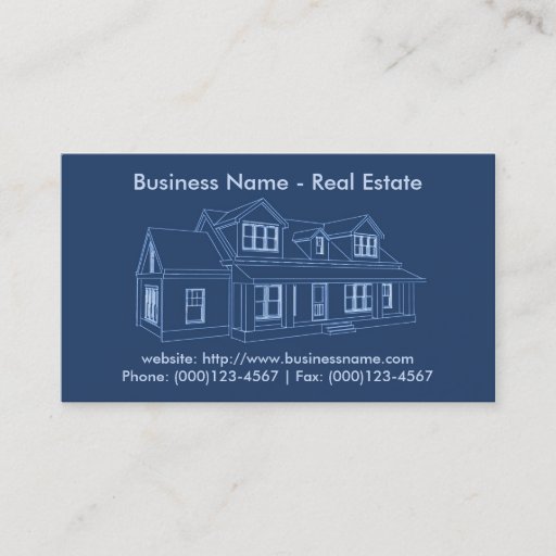 Customizable Real Estate Business Card: House Blueprint