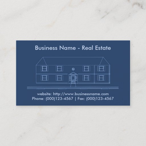 Customizable Real Estate Business Card: House Blueprint