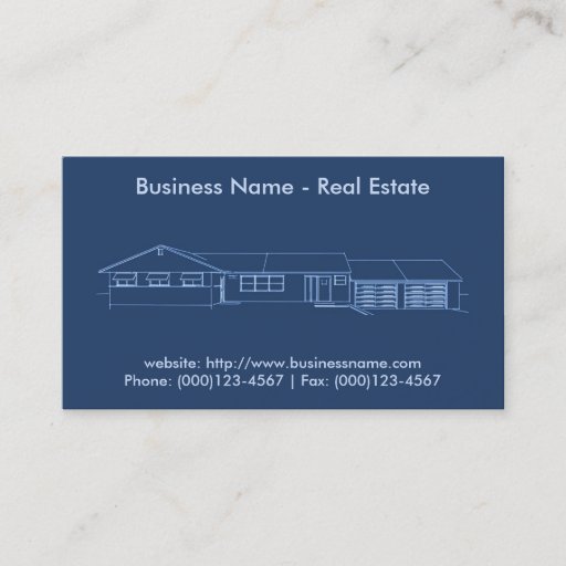Customizable Real Estate Business Card: House Blueprint