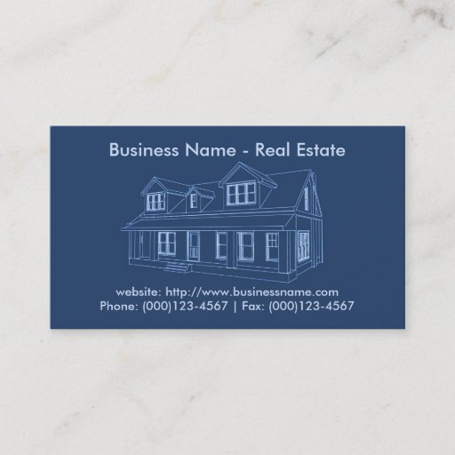 Customizable Real Estate Business Card: House Blueprint