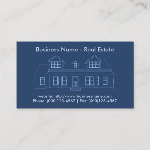 Customizable Real Estate Business Card: House Blueprint