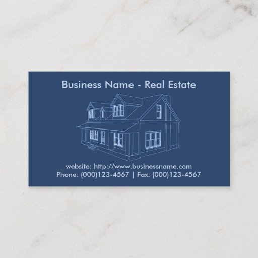 Customizable Real Estate Business Card: House Blueprint