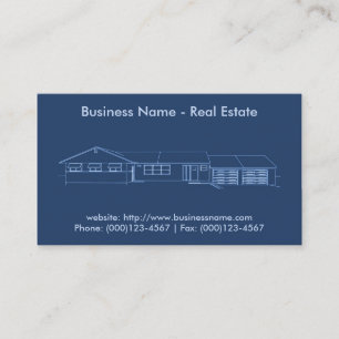 Real Estate Business Card: House Blueprint Card