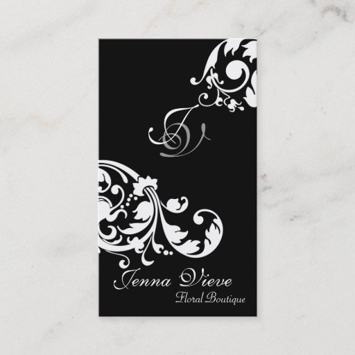 Customizable Real Estate Business Card Monogram Black &amp; White