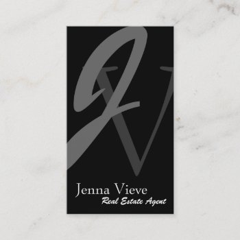 Real Estate Business Card Monogram Black & White by OLPamPam at Zazzle