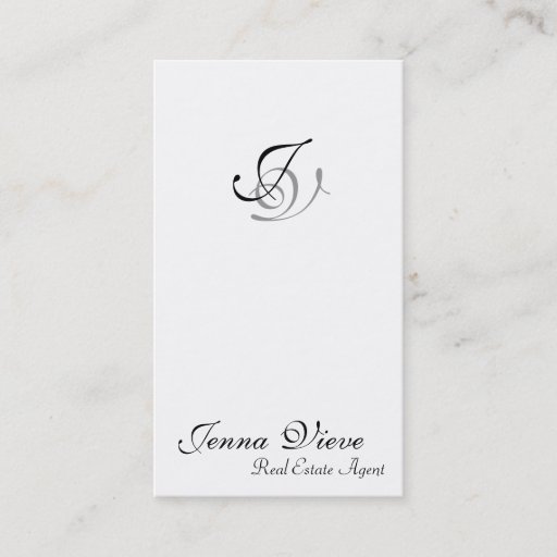 Customizable Real Estate Business Card Monogram Black & White
