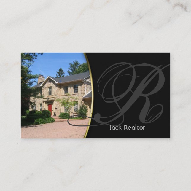Real Estate Business Card Pretty House Driveway Bl (Front)