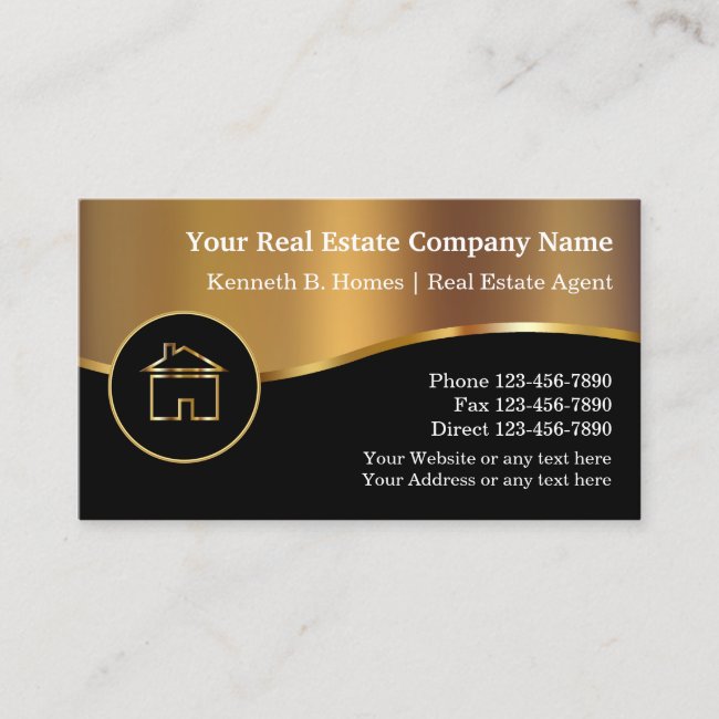 Gold and Black Real Estate Business Cards