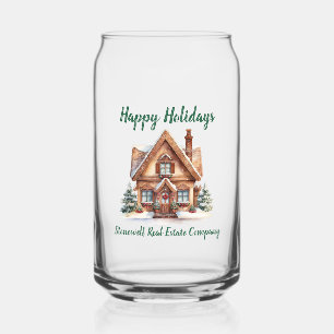 Real Estate Business Christmas Personalized Can Glass