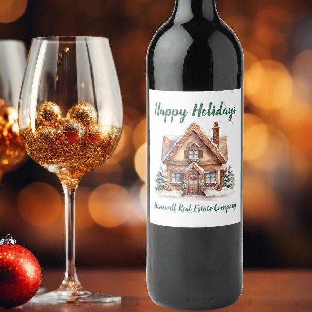 Real Estate Business Christmas Personalized Wine Label (Creator Uploaded)
