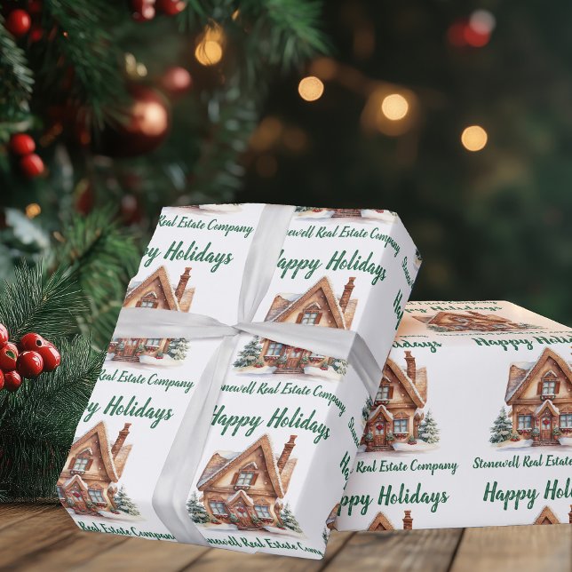 Real Estate Business Christmas Personalized Wrapping Paper (Creator Uploaded)