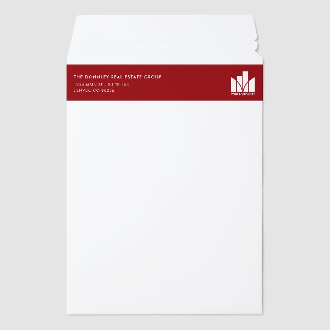 Real Estate Business Logo Address Red Envelope Mailers (Front)