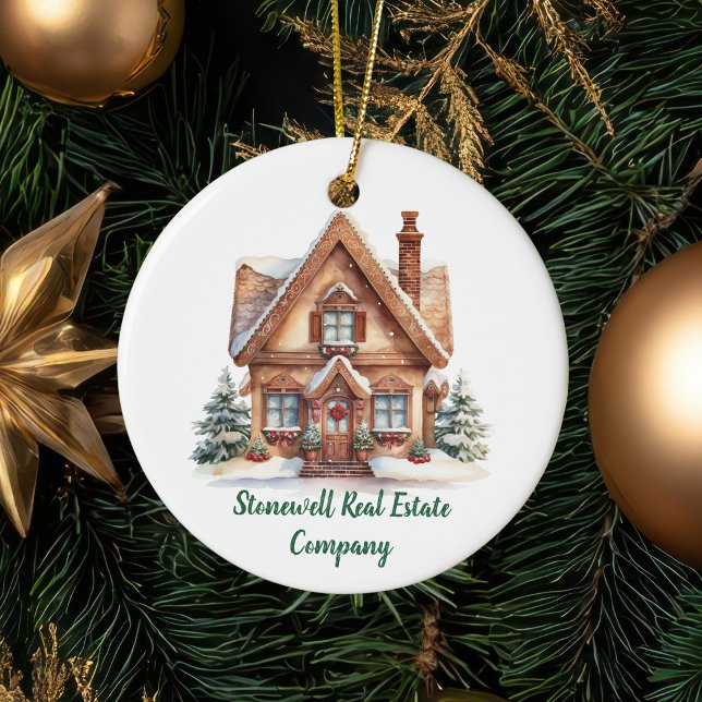 Real Estate Business Personalized Christmas Ceramic Ornament (Creator Uploaded)