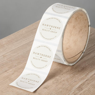 Real Estate Business Thank You Gold Neutral  Classic Round Sticker