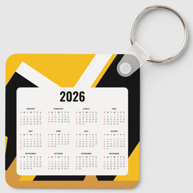 Real Estate Calendar Keychain 2026 | Black & Gold  (Back)