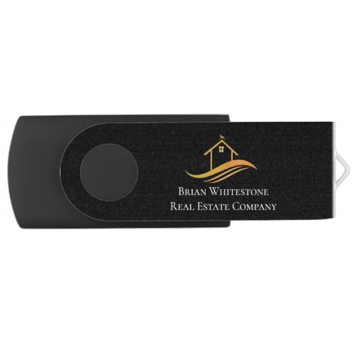 Real Estate Chic Black Gold Custom Realty Agent  Flash Drive