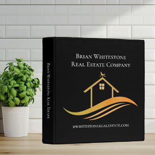 Real Estate Chic Black Gold House Custom Marketing 3 Ring Binder