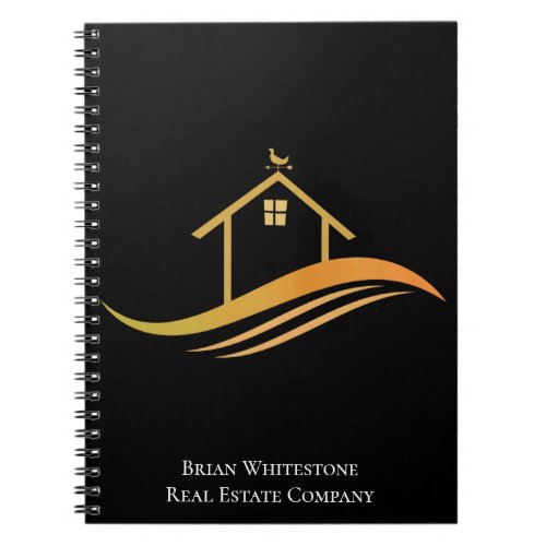 Real Estate Chic Black Gold House Custom Realtor Notebook