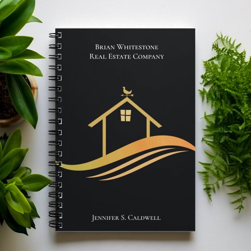 Real Estate Chic Black Gold Personalized Realtor Notebook