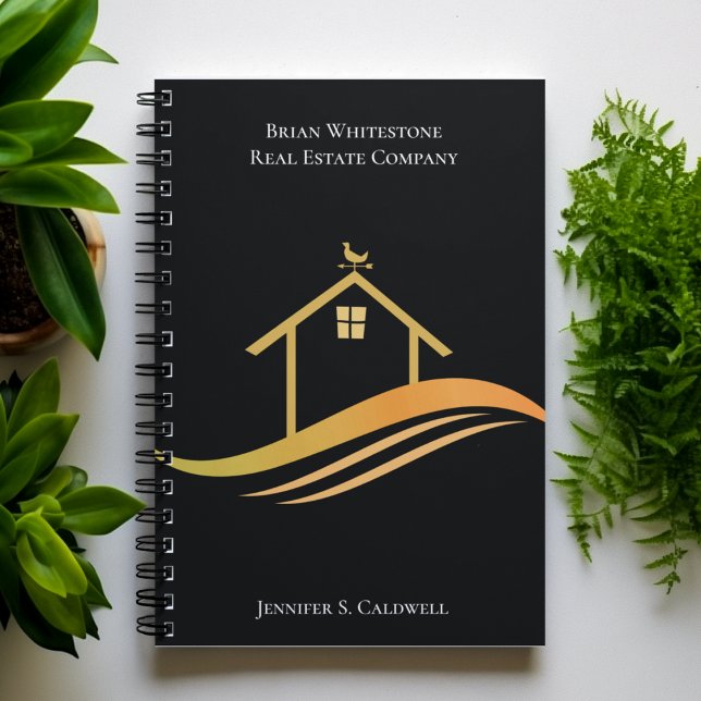 Real Estate Chic Black Gold Personalized Realtor Notebook (Creator Uploaded)