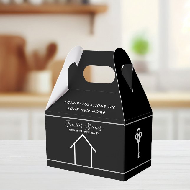 Real Estate Chic Black White Marketing Custom Favor Boxes (Creator Uploaded)