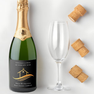 Real Estate Chic Custom Realtor Housewarming Party Sparkling Wine Label