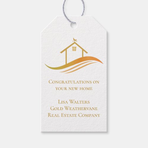 Real Estate Chic Gold House Logo Custom Realtor Gift Tags