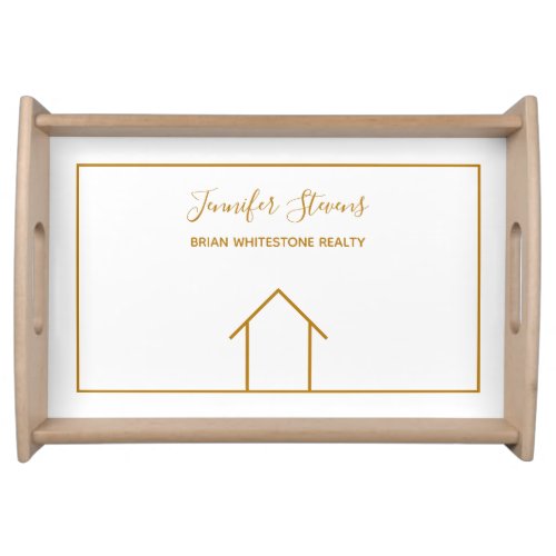 Real Estate Chic Gold Open House Realtor Monogram Serving Tray