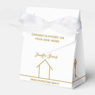Real Estate Chic Gold White Congratulations Home Favor Boxes
