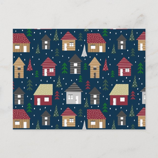 Real Estate Christmas House Pattern Holiday Postcard (Front)