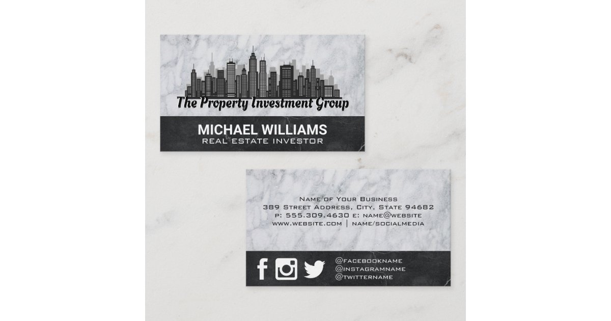 View of Real Estate City Skyline Business Card | Zazzle