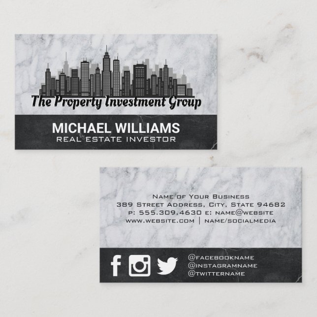Real Estate City Skyline Business Card (Front/Back)