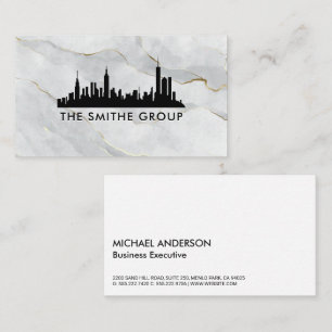 Real Estate City Skyline Marble Business Card