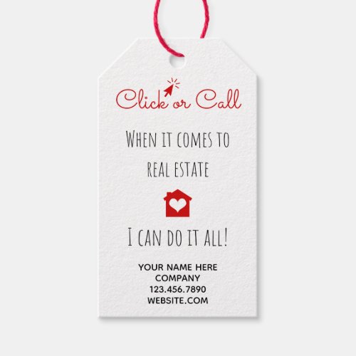 Real Estate Click or Call Open House Pop By Gift Tags