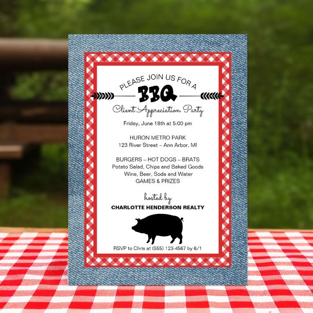 Real Estate Client Appreciation BBQ Party  Invitation (Client appreciation party BBQ invitations)