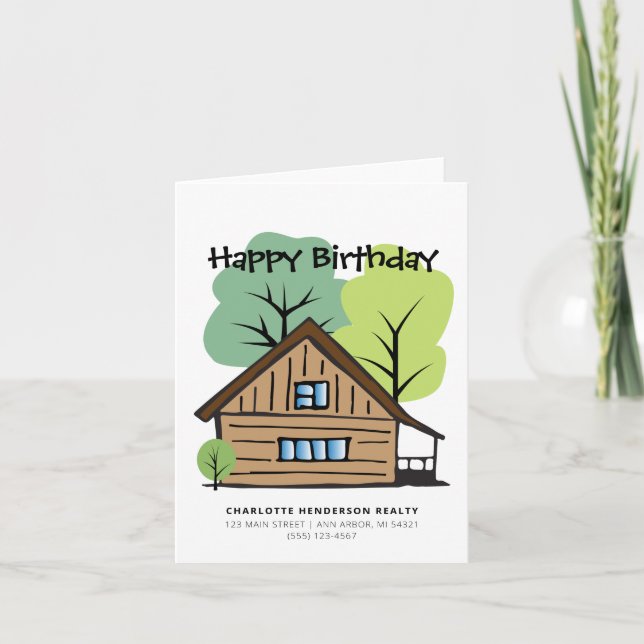 Real Estate Client Hand-Drawn Happy Birthday Card (Front)