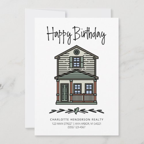 Real Estate Client Home Birthday Card