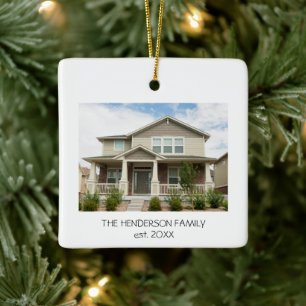 Real Estate Client Photo First Year Home Ceramic Ornament