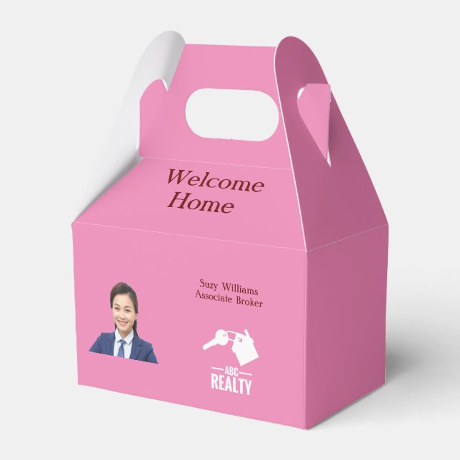 Real Estate Client Pink Closing Gift Favor Box (Front Side)