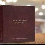 Real Estate Closing Binder<br><div class="desc">Real Estate Closing Binder with professional faux oxblood red leather look background and fully customizable text. Use for your personal real estate closing documents or for clients if you are a real estate professional. Keep your closing statement and copies of all relevant documents generated throughout your transaction organized and safe....</div>