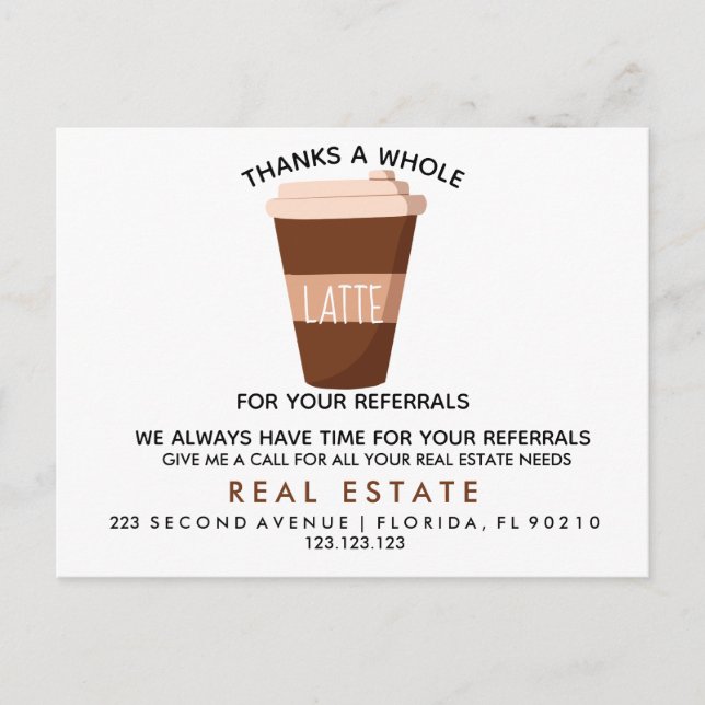 real estate Coffee referrals Announcement (Front)