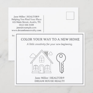 Real Estate Coloring  Postcard