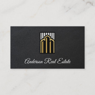 Real Estate Commercial Building Leather Business Card