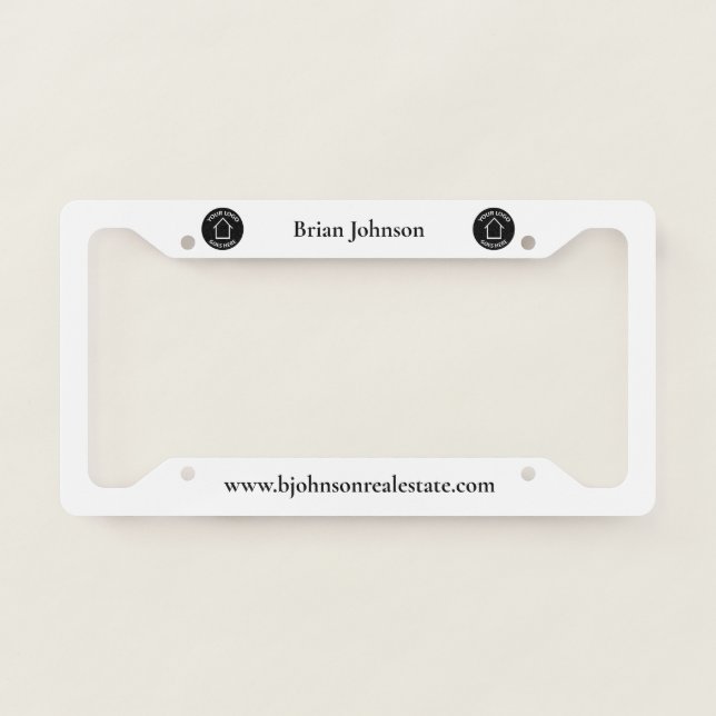Real Estate Company Add Your Logo Custom Realtor License Plate Frame (Front)