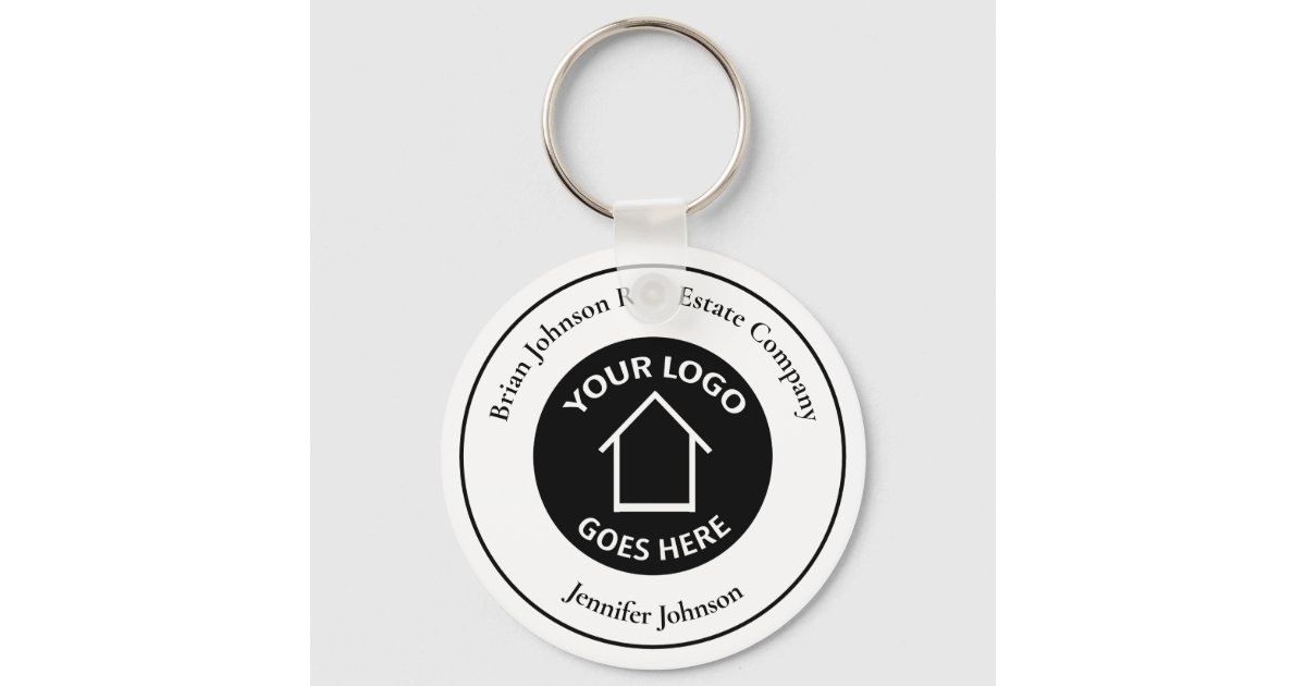 Real Estate Company Add Your Logo Modern Custom Keychain | Zazzle