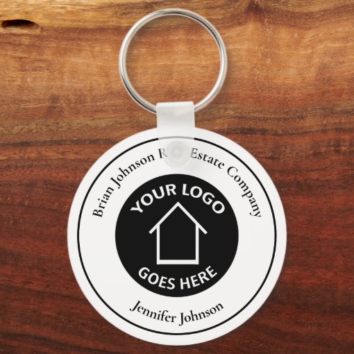 Real Estate Company Add Your Logo Modern Custom Keychain | Zazzle