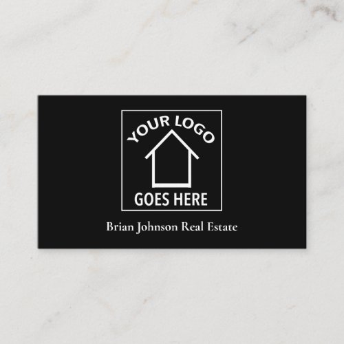 Real Estate Company Add Your Logo Realtor Black Business Card