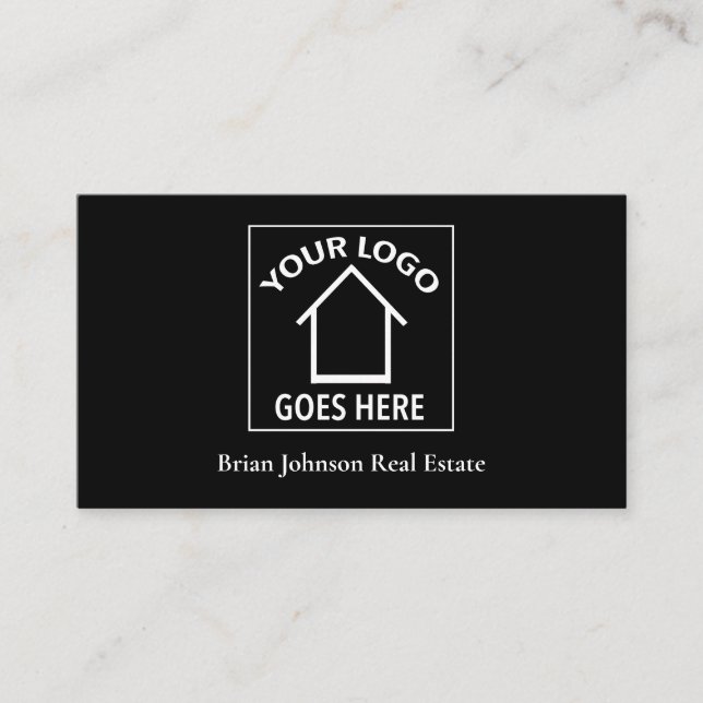 Real Estate Company Add Your Logo Realtor Black Business Card (Front)