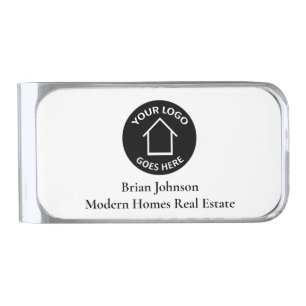 Real Estate Company Add Your Logo Simple Realtor Silver Finish Money Clip