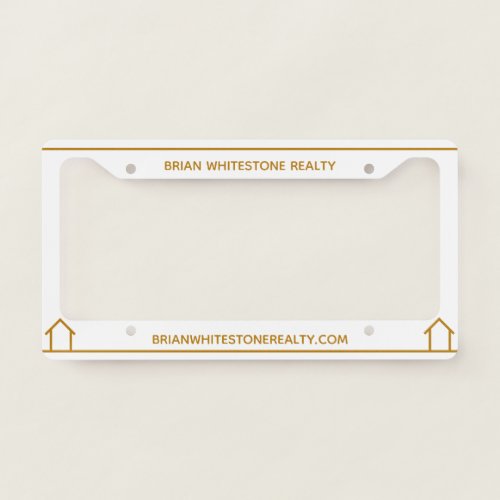 Real Estate Company Agent Chic Gold Custom License Plate Frame